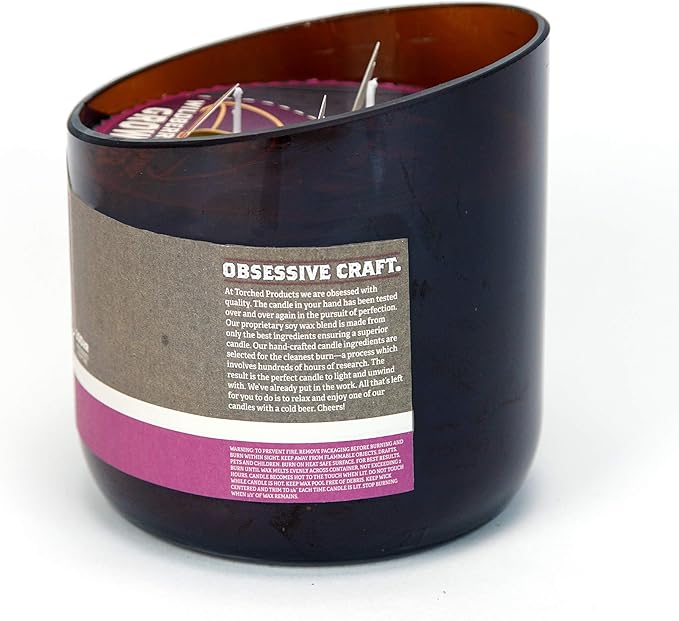Torched Beer Scented Candles | Natural Soy Wax Candle | Wildberry Lambic Scent 28 oz | Makes a Great Gift for Men, Beer Lovers, and Collectors | Bar Man-Cave Decor and Accessories