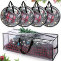5 Pack Christmas Storage Bags, 7.5 Ft Christmas Tree Large Bag and 24 inch Wreath Garland Containers Packing Tote Moving Bags with Handle Zipper for Artificial Xmas Tree Wreath Garland