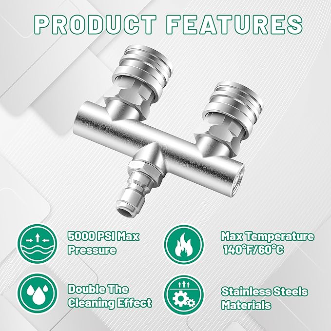 EZALOR Dual Pressure Washer Tips, 2-in-1 Pressure Washing Nozzle Tips, Power Washer Dual Nozzles with 8PCS Power Washing Spray Nozzle (0, 15, 25, 40 Degree), 1/4" Quick Connect, 5000 PSI