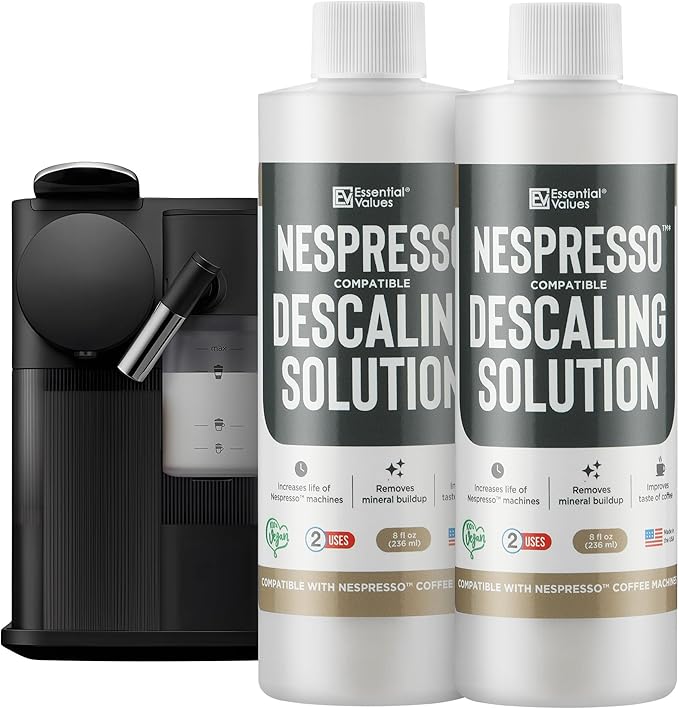 Essential Values Descaling Solution Compatible with Nespresso - Coffee Descaler - Coffee Maker Cleaner - Kettle, Espresso Machine Cleaning - 12 Month Supply 2-Pack
