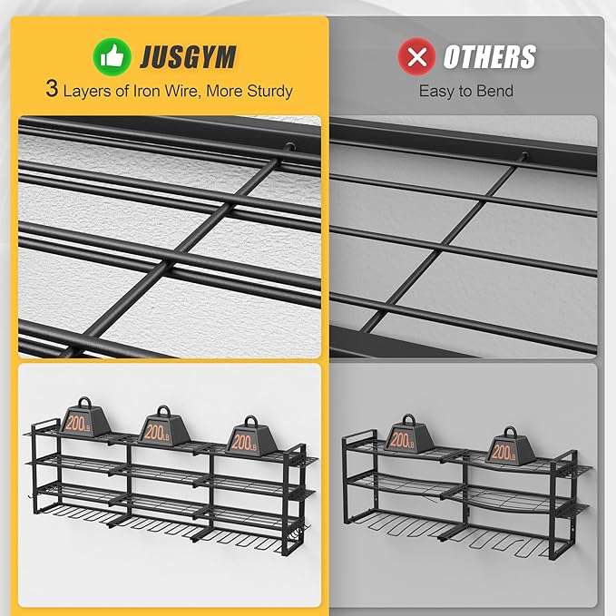 49.4'' Large Power Tool Organizer Wall Mount, 4-Tier Tool Storage Rack with 12 Drill Holders, 600LBS Load Heavy Duty Cordless Tool Shelf for Garage Organization, Gift for Men