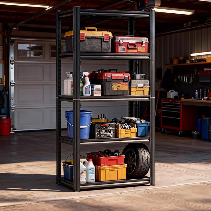 Notmise Metal Garage Shelving Unit, Heavy Duty 5-Tier Adjustable Storage Rack, Steel Shelving,2000 lbs Capacity, Industrial Shelves for Heavy Tools and Equipment (5-Tier 71" H x 32" W x 14" D)