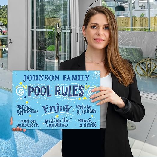 Custom Pool Sign, Fun Pool Rules for Pool Decor Sign, 12x18 Inches, Rust Free .063 Aluminum, Fade Resistant, Made in USA by Sigo Signs