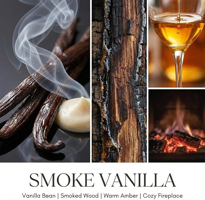 HomeLights Large jar Candle | 4-Wick Long-Lasting Scented Candles, 18oz Natural Soy Wax Candle for Home Scented, Industrial Chic Gifts for Women & Men, Smoke Vanilla