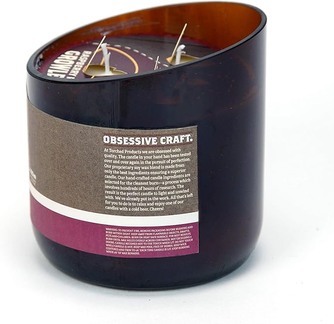 Torched Beer Scented Candles | Natural Soy Wax Candle | Raspberry Rye Scent 28 oz | Makes a Great Gift for Men, Beer Lovers, and Collectors | Bar Man-Cave Decor and Accessories