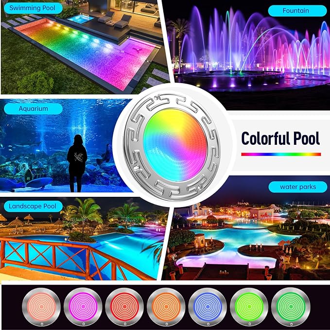 6 Inch Pool/Spa Lights for Inground Pool, 60FT 20W LED Inground Pool Light with Controller, Remote and APP Control, Color Changing Underwater Swimming Pool Lights for Wet Niche