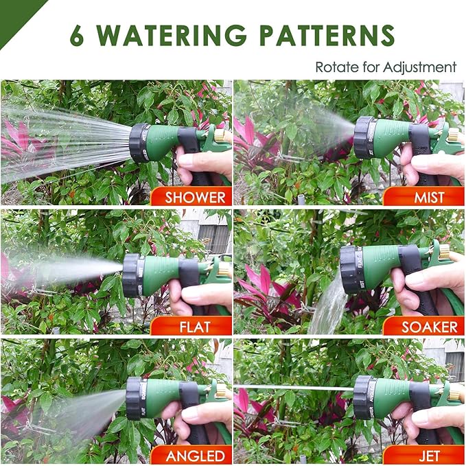 H2O WORKS Garden Hose Nozzle Heavy Duty Water Hose Nozzle with Adjustable Watering Patterns High Pressure Sprayer Nozzles, Pefect for Car Washing and Pets Showering