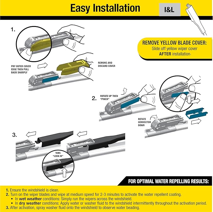 Rain-X 810235 Latitude 2-In-1 Water Repellent Wiper Blades, 26" and 19" Windshield Wipers (Pack Of 2), Automotive Replacement Windshield Wiper Blades With Patented Rain-X Water Repellency Formula