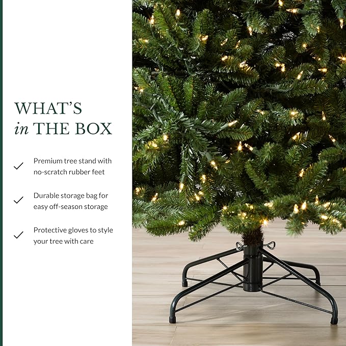 Balsam Hill 7.5 ft Unlit Classic Blue Spruce - Artificial Christmas Tree with 2,960+ Tips, Premium Stand & Easy Assembly for Indoor Holiday Decorating