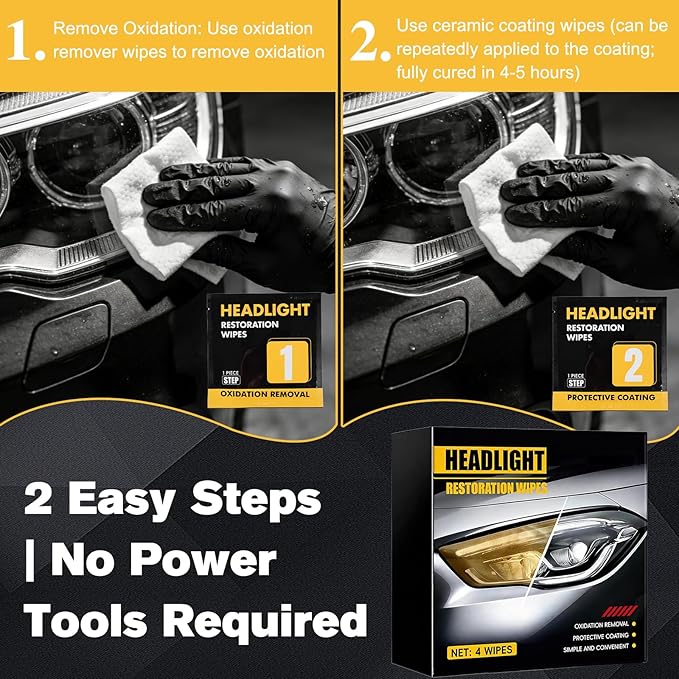 Ceramic Headlight Restoration Kit,Ceramic Trim Coat Kit,Ceramic Headlight Restoration Professional Detailer Pack,Ceramic Glass Coat Protectant,Easily Remove Oxidation From Old And Faded Headlights