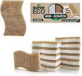 Super Eco Natural Kitchen Sponges Pack of 12 - Biodegradable Compostable Cellulose & Coconut Scrubber Sponge with Non-Scratch - Long Lasting, Eco Friendly Sponges for Dishes, Heavy Duty Dish Scrubber