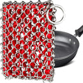 TEZZ Cast Iron Scrubber, Skillet Chainmail Scrubber for Cast Iron Pan - Chain Mail Scrubber Cast Iron Sponge - Metal Scrubber Cast Iron Skillet Cleaner, Wok, Frying Pans, Dutch Oven Cleaning Scrubber
