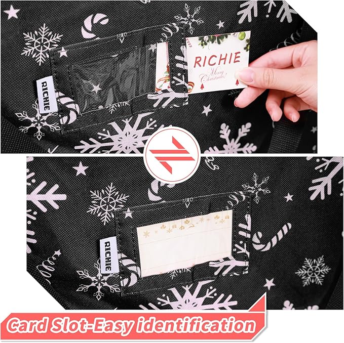 Christmas Tree Storage Bag 9ft (3pc Set), 600D Oxford Tear-proof Xmas Tree Bag, Fits Up to 9 Foot Artificial Trees, Reinforced Handles&Zippered&Durable, Holiday Decoration Storage Bags, Black