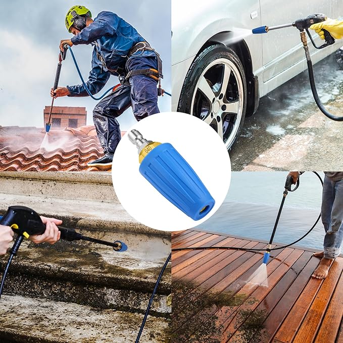 VORIGY Turbo Nozzle Pressure Washer 4000 PSI Max Rotating Blue Pressure Washer Nozzle with 1/4" Quick Connect Pressure Washer Tips Power Washer Nozzle for Cleaning Brick, Concrete, and Vinyl Surfaces