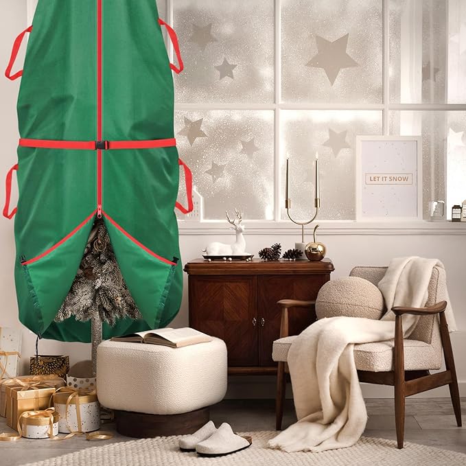 Jumbo Upright Christmas Tree Storage Bag with Zipper & Adjustable Straps, Tear Resistant Storage Cover for 9 Foot Assembled Tree