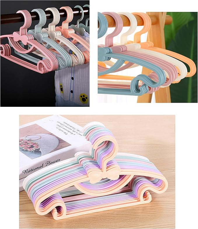 YYaaloa 60pcs Kids Clothes Hangers - Baby and Children's Plastic Infant Hangers - Very Durable for Toddlers (Style2 6 Colors)