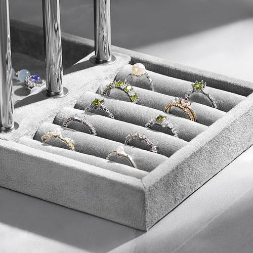 3 Tier Bracelet Holder Display - Detachable T Bar Grey Velvet Bracelet Holder, Jewelry Holder Organizer for Bracelet, Necklace, Earrings, Rings