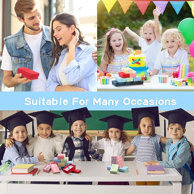 Batiyeer Jewelry Gift Boxes Set Empty Small Gift Cardboard Boxes for Jewelry Packaging with Ribbon Bowknot for Anniversaries Weddings Birthday, 8 Colors(120 Pcs)