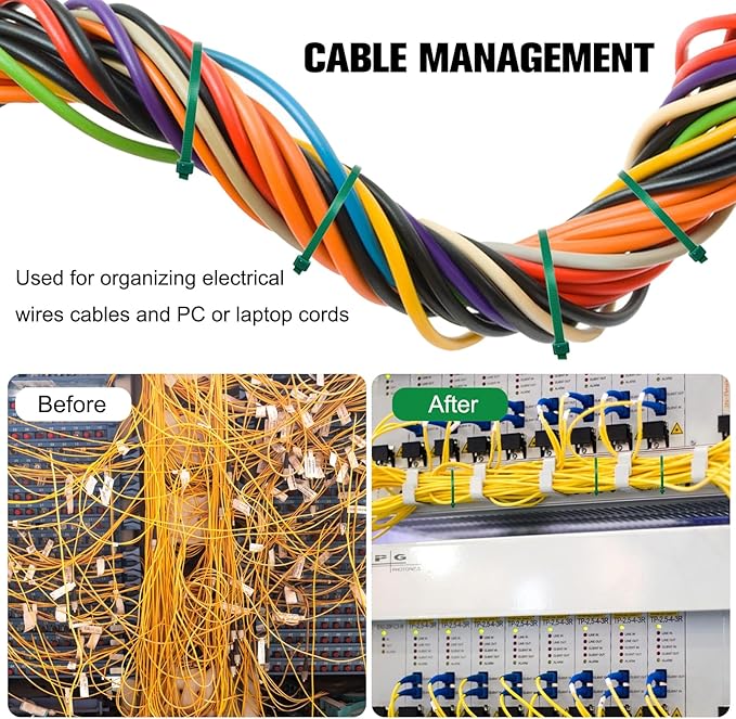 Zip Ties Assorted Sizes 4+6+8+10+12-Inch,600PCS Green Zip Ties,Multi-Purpose Self-Locking Nylon Cable Tie,Wire Tie Perfect for Home,Garden Trellis,Office,Garage and Workshop.