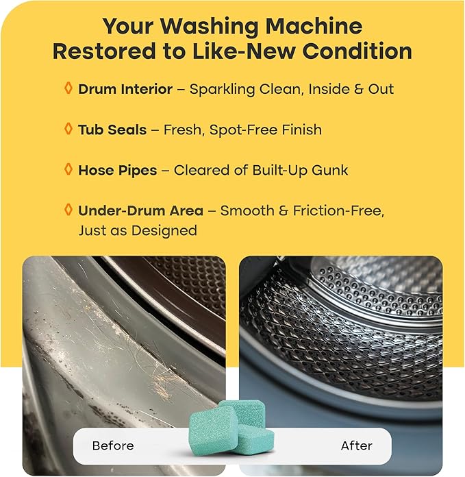 Fursprint Washing Machine Cleaner Tablets - 24 Pack for a 12 Month Supply. Formulated for Pet Owners. Compatible with HE, Top & Front Load. Easily Removes Residue, Grime. Value Brand by Uproot Clean