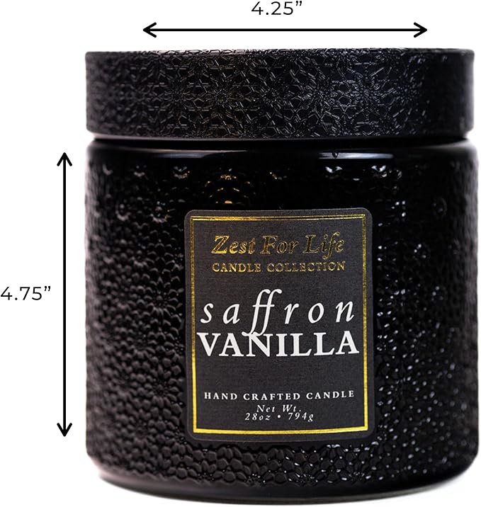 A Cheerful Giver - 28oz Large Scented Candle Jar with Lid- Zest for Life - 130 Hours of Burn Time, Gift for Women (Large, Saffron Vanilla)