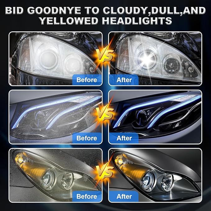 Headlight Cleaner and Restorer Kit Car Headlight Cleaner Long-Lasting Clarity for Cars Trucks Motorcycles