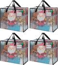 VENO 4 Pack Moving Bags, Christmas Storage Containers, Storage Totes, Zipper On Top, Sturdy, Storage Bags for Camping, Clothes, Bedding, Comforters, Pillows (13 Gallon Clear, 4 Pack)