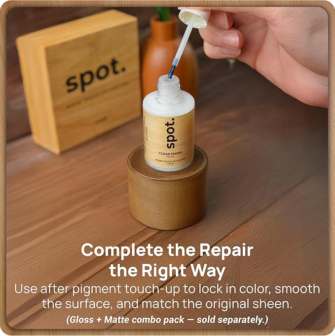 Light Brown Wood Stain Repair Kit, Brush-On Touch-Up Stain Bottles, Golden Oak, Early America, Cherry, Red Oak, Interior and Exterior Wood, 4 fl oz Total by spot.