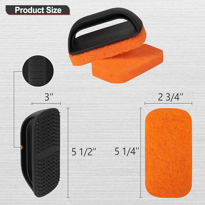 SHINESTAR 11-Piece Griddle Scouring Pad for Blackstone, Flat Top Grill Cleaner for Kitchen, Griddle Cleaning Kit with 10 Grill Scrubber Pads & 1 Handle, Efficient Cleaning & Not Easily Fall Off