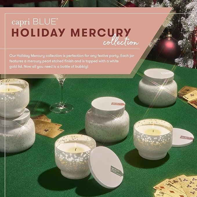 Capri Blue Holiday Mercury Jar Candle - Soy Candle Blend - Fall Candles for Home Scented with Roasted Chestnut, Orange & Cardamom - Chestnut Candle for Fall Decor - Signature (Chestnut Embers, 19 oz)