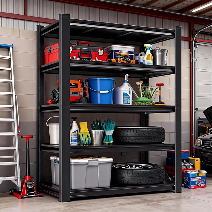 Notmise Metal Garage Shelving Unit, Heavy Duty 5-Tier Adjustable Storage Rack, Steel Shelving,2000 lbs Capacity, Industrial Shelves for Heavy Tools and Equipment (5-Tier 54" H x20 W x 14" D)