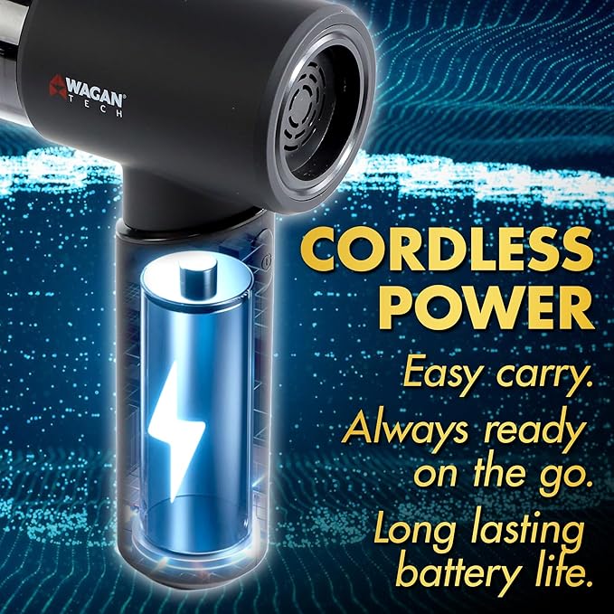 Wagan EL7209 Cordless Car Vacuum with Air Blower, Brushless Motor 16000Pa Strong Suction, Rechargeable Mini Handheld Vacuum Cleaner with USB-C, Portable Dust Cleaner and Blower for Car, Home, Office