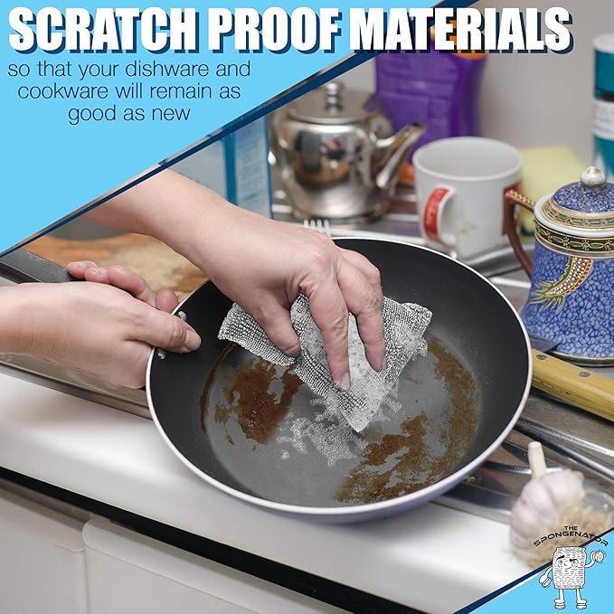 SPONGENATOR Kitchen Scrubbing Sponges - Heavy Duty Non-Scratch Scrubbing Cleaner Sponges in 1 Color - Multi-Surface Non-Metal Dish Scouring Scrubbers for Fast Cleaning. (6 Pack)