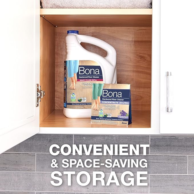 Bona Hardwood Floor Cleaner Concentrate, Lavender Thyme Scent, 1 fl oz, Pack of 4 (Makes 128 fl oz) - Residue-Free Floor Cleaning Concentrate Spray Mop and Spray Bottle Refill - For Wood Floors