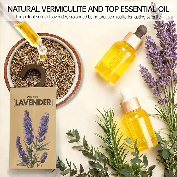 Pere Para 12 Packs Lavender Potpourri Scented Sachets for Closet & Drawer【Deodorizer for Stagnant Air】，Long Lasting Hanging Paper Air Fresheners and Odor Eliminator for Clothes