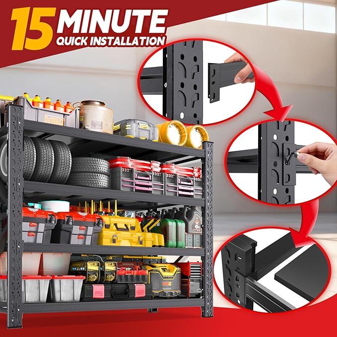 7000LBS Storage Shelves Heavy Duty, Metal Storage Shelves 4 Tier Units Adjustable Utility Rack Shelf, Heavy Duty Garage Racks Shelving for Basement, Industrial, Garage Shelving 70" W x 24" D x 70" H