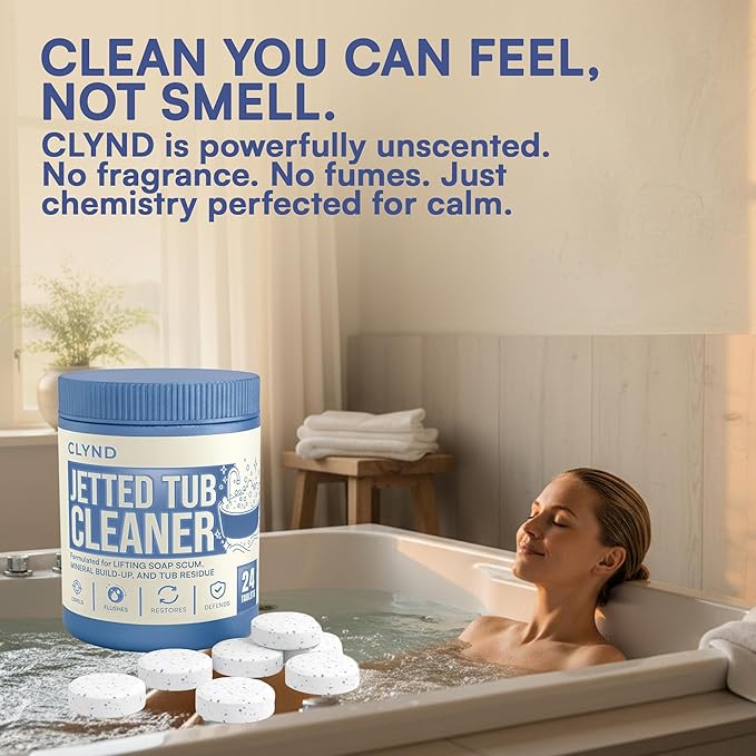 Jetted Tub Cleaner for the Jets and the Tubes 24 Tablets Hot Tub Cleaner for Jet Bathtub Heavy Duty - No Harsh Chemicals and Septic Safe - Compatible with Whirlpool, Spa, Jetted Bath
