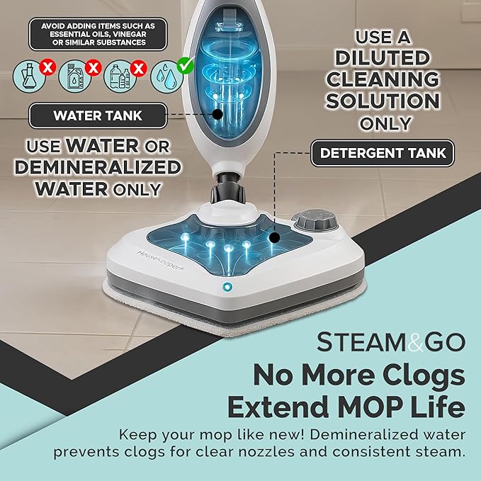 Steam & Go 10-in-1 Multi-Surface Steam Mop - Deep Clean & Sanitize with Heat