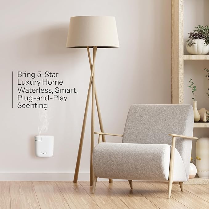 Air Lux Diffuser, Plug-in Waterless Diffuser for Essential Oil, Smart Bluetooth App Control, Covers Up to 320 sqft 60ml Capacity, Home Office Hotel Scent Diffuser, Cold Air Technology, White