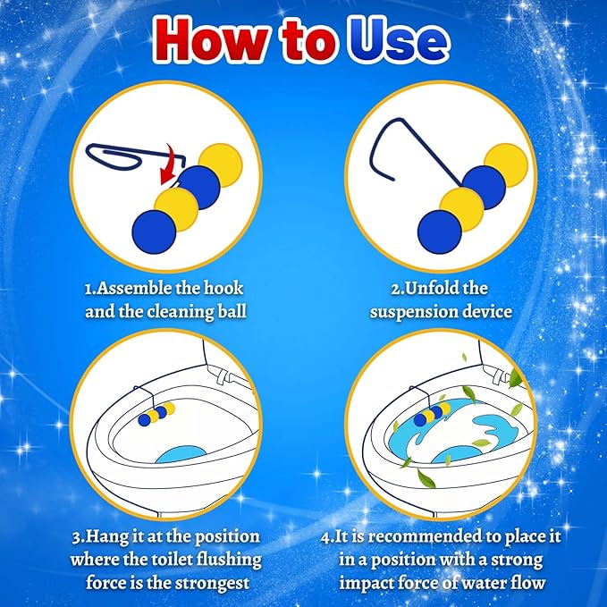 STRN Toilet Bowl Cleaners Rim Hanger, Toilet Bowl Cleaning Balls, Lemon & Magnolia Scents, Toilet Bowl Freshener, 8 Packs