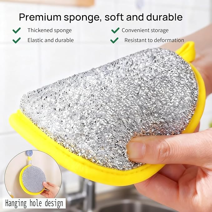 Nrubweal Double Sided Dish Sponges, Extra Thick 2.5cm Scrub Sponges Non Scratch for Kitchen, Heavy Duty Scouring Pads with Handle Hole for Dish Washing, Sink & Stove Cleaning (10 Pack)