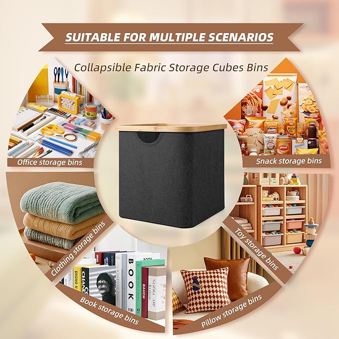 Cube Storage Bin 12 Inch -2 Pack,Collapsible Cube Storage Organizer with Handles,Fabric Storage Bins for Cubes Storages,Square Baskets for Organizing,Storage Bins for Shelve