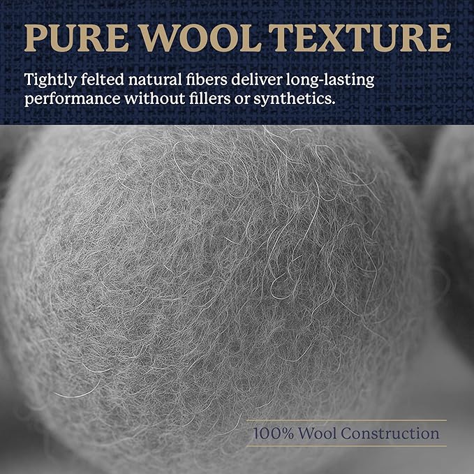 Farberware Wool Dryer Balls 4 Pack – Reusable 100% Wool Balls for Dryer – Natural Fabric Softener for Laundry, Towels & Bedding, Replaces Fabric Sheets & Liquid Softeners