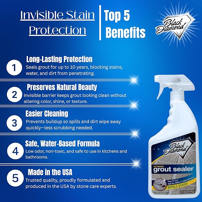 ULTIMATE GROUT SEALER – Professional Strength Tile, Stone & Grout Protection for Showers, Floors & Backsplashes | Easy-Clean, Stain & Moisture Repellent – Low Odor Contractor Grade (Quart)