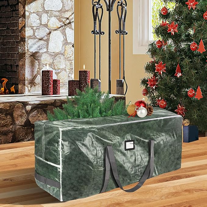 BALEINE 9 ft Christmas Tree Storage Bag, Heavy Duty Extra Large Artificial Christmas Tree Bag with Reinforced Handles and Dual Zippers Wide Opening (Transparent, 9 ft)