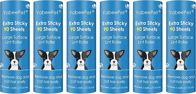 Extra Sticky Large Lint Roller Refills, 6.3'' Giant Lint Roller Refills for Pet Hair, Clothes&Furniture Cleaning, 540 Sheets in Total