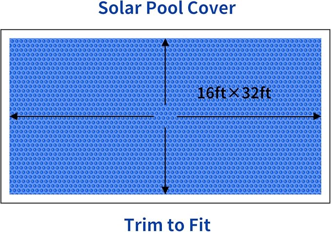 BigXwell Solar Pool Cover, Blue 16-mil 16 x 32 Foot Rectangle for In-Ground Pools, 1600 Series Heavy-Duty Insulating Pool Heater Covers.