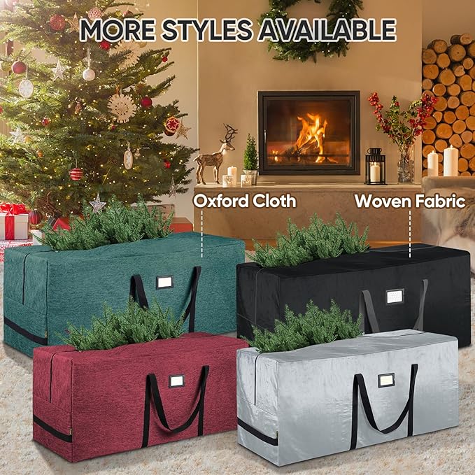 BALEINE 9 ft Christmas Tree Storage Bag, Heavy Duty Extra Large Artificial Christmas Tree Bag with Reinforced Handles and Dual Zippers Wide Opening (Transparent, 9 ft)