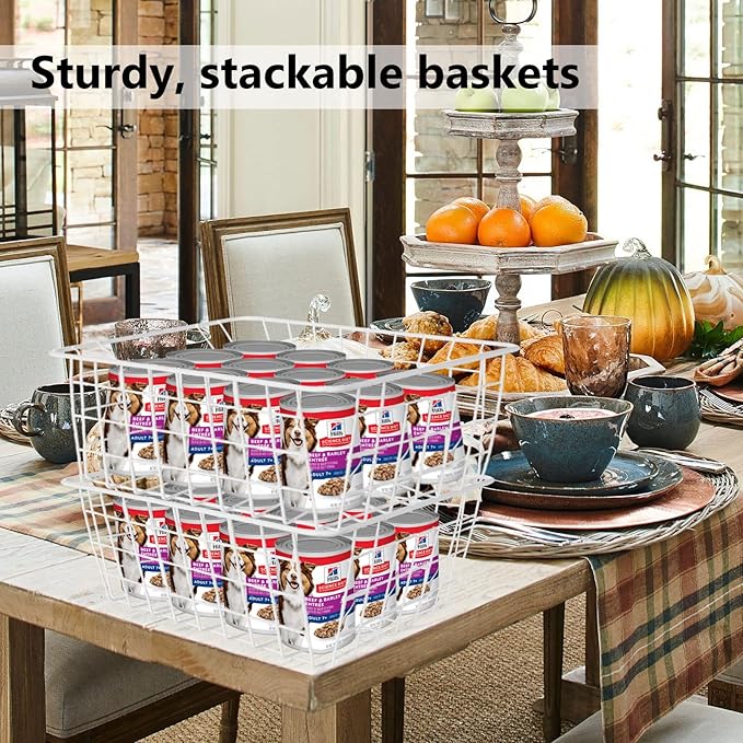 LISHINE 4 Pack Deep Freezer Organizer Bins Stackable Wire Basket for Organizing Metal Wire Storage Baskets for Pantry, Freezer Baskets for Chest Freezer, Upright Freezer