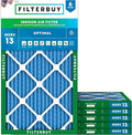 Filterbuy 9.5x29.5x1 Air Filter MERV 13 Optimal Smoke & Allergy Defense (6-Pack), Electrostatic Pleated HVAC AC Furnace Filters Replacement, Made in USA (Actual Size: 9.50 x 29.50 x 0.75)